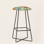 Frida's CoyoacÃ¡n Mexican Garden of Casa Azul Lush Tropical  floral painting Stool Gallery Image 1