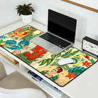 Frida's CoyoacÃ¡n Mexican Garden of Casa Azul Lush Tropical  floral painting Desk Mat Gallery Image 2