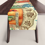 Frida's CoyoacÃ¡n Mexican Garden of Casa Azul Lush Tropical  floral painting Table Runner Gallery Image 1