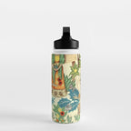 Frida's CoyoacÃ¡n Mexican Garden of Casa Azul Lush Tropical  floral painting Water Bottle Gallery Image 3