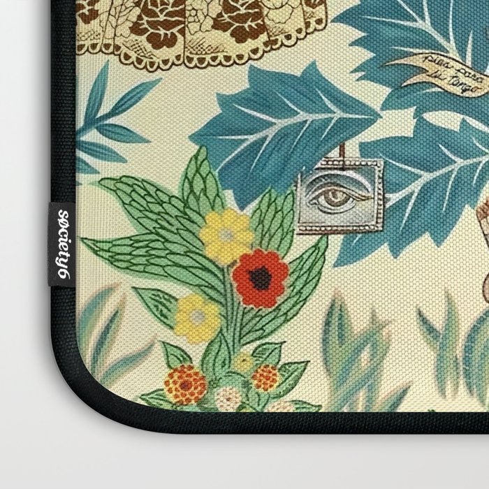 Frida's CoyoacÃ¡n Mexican Garden of Casa Azul Lush Tropical  floral painting Laptop Sleeve Gallery Image 3