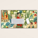 Frida's CoyoacÃ¡n Mexican Garden of Casa Azul Lush Tropical  floral painting Desk Mat Gallery Image 1