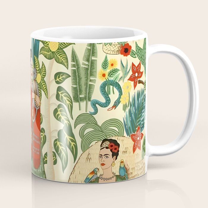 Frida's CoyoacÃ¡n Mexican Garden of Casa Azul Lush Tropical  floral painting Coffee Mug Gallery Image 1
