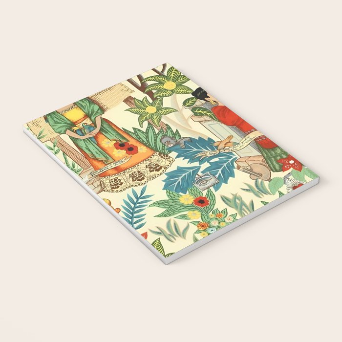 Frida's CoyoacÃ¡n Mexican Garden of Casa Azul Lush Tropical  floral painting Notebook Gallery Image 3
