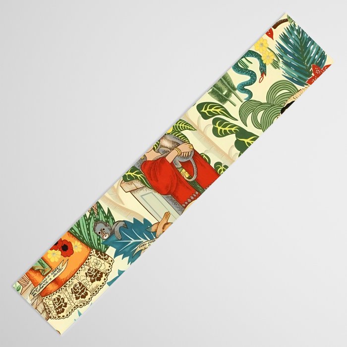 Frida's CoyoacÃ¡n Mexican Garden of Casa Azul Lush Tropical  floral painting Table Runner Gallery Image 3