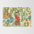 Frida's CoyoacÃ¡n Mexican Garden of Casa Azul Lush Tropical  floral painting Rug Gallery Image 2