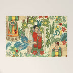 Frida's CoyoacÃ¡n Mexican Garden of Casa Azul Lush Tropical  floral painting Welcome Mat Gallery Image 1