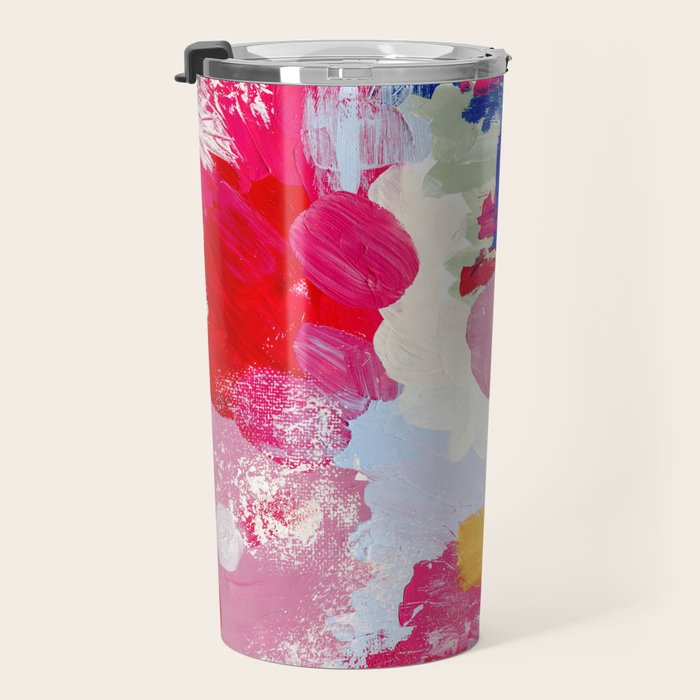 CANVAS: Viva Magenta 01 | Abstract Brushstrokes Travel Mug Gallery Image 3