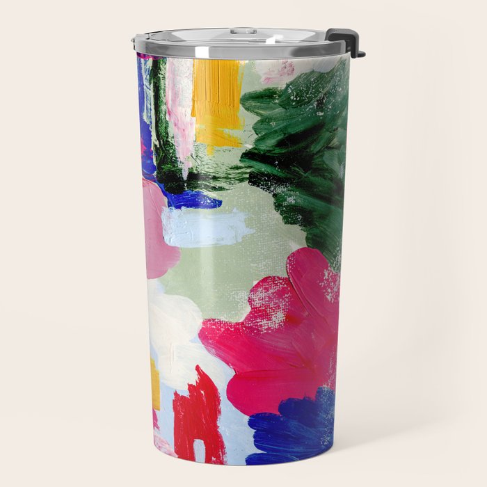 CANVAS: Viva Magenta 01 | Abstract Brushstrokes Travel Mug Gallery Image 2
