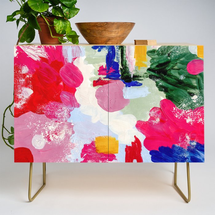 CANVAS: Viva Magenta 01 | Abstract Brushstrokes Credenza Gallery Image 1