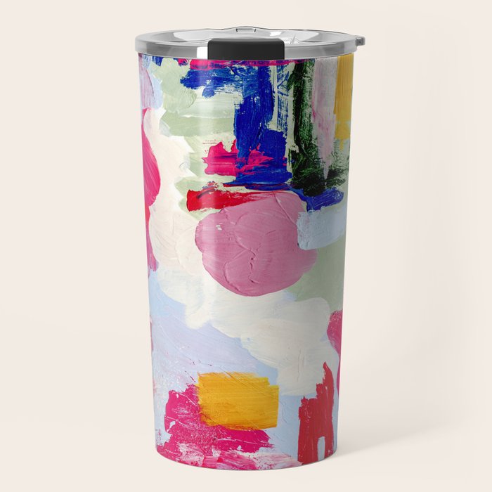 CANVAS: Viva Magenta 01 | Abstract Brushstrokes Travel Mug Gallery Image 1