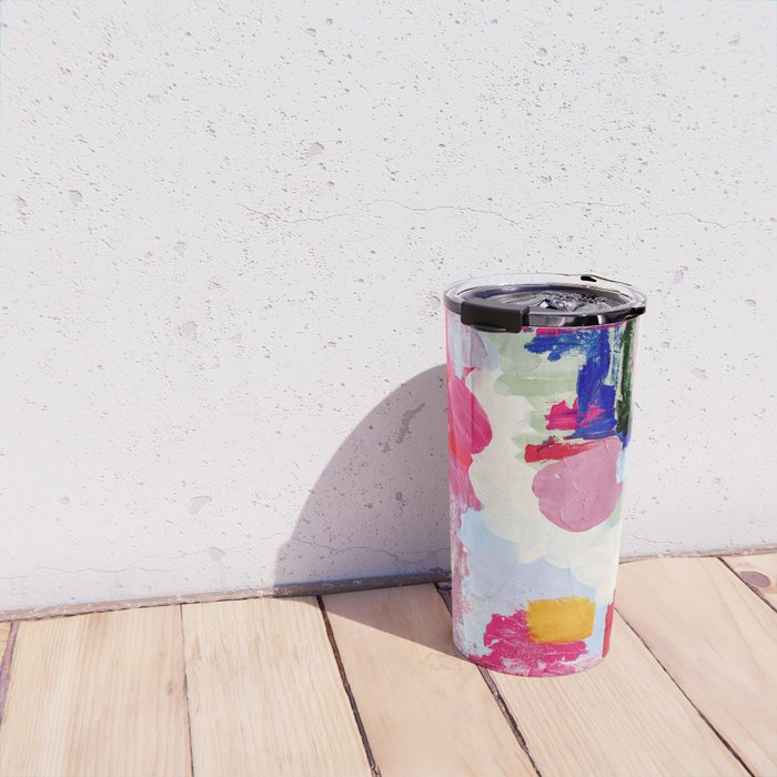 CANVAS: Viva Magenta 01 | Abstract Brushstrokes Travel Mug Gallery Image 4