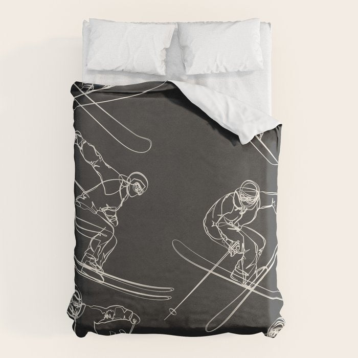 Minimal Skiers Line Art 1 Duvet Cover Gallery Image 6