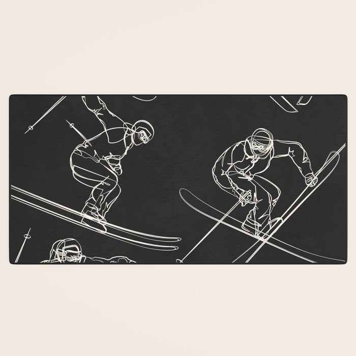 Minimal Skiers Line Art 1 Desk Mat Gallery Image 3
