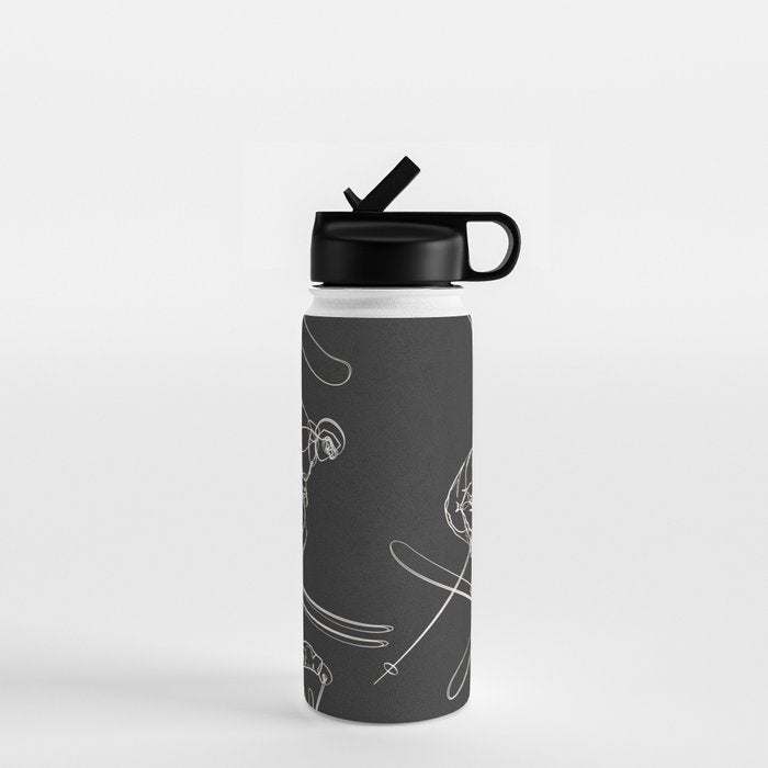 Minimal Skiers Line Art 1 Water Bottle Gallery Image 1