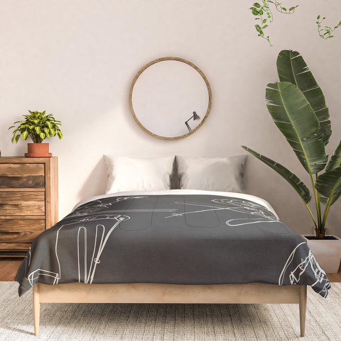 Minimal Skiers Line Art 1 Comforter Gallery Image 3