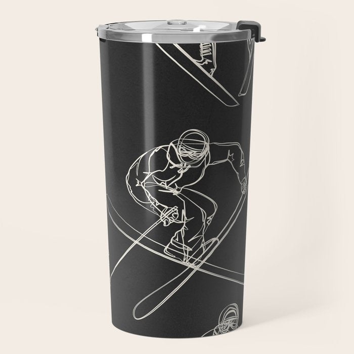 Minimal Skiers Line Art 1 Travel Mug Gallery Image 2