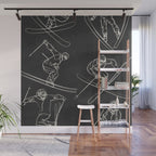 Minimal Skiers Line Art 1 Wall Mural Gallery Image 1