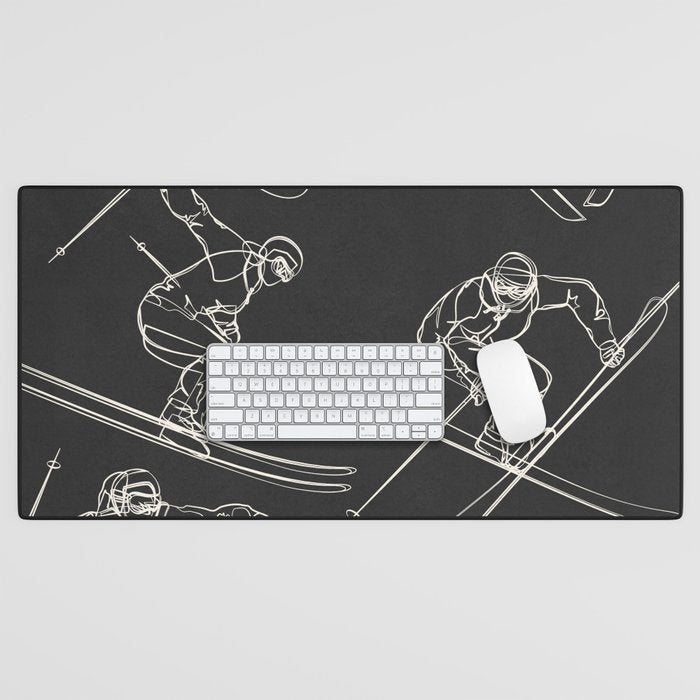 Minimal Skiers Line Art 1 Desk Mat Gallery Image 1