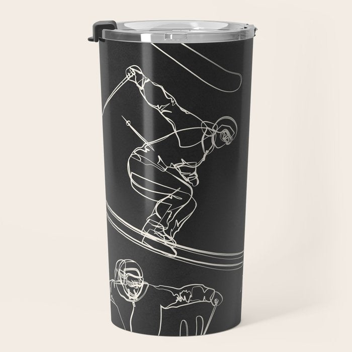 Minimal Skiers Line Art 1 Travel Mug Gallery Image 3