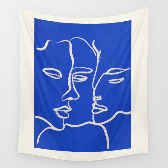 Minimal Abstract Art Three Faces 2 Wall Tapestry Gallery Image 1