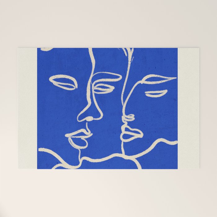 Minimal Abstract Art Three Faces 2 Welcome Mat Gallery Image 1