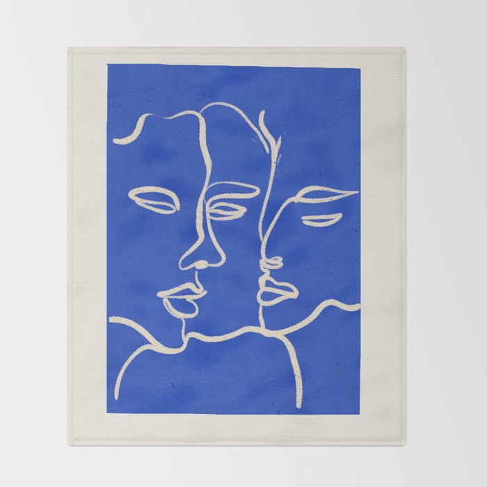 Minimal Abstract Art Three Faces 2 Throw Blanket Gallery Image 2