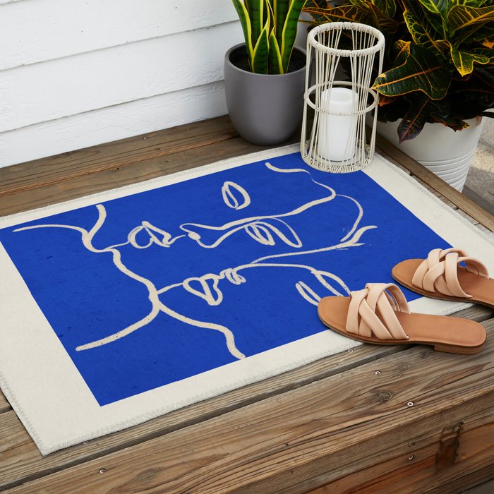 Minimal Abstract Art Three Faces 2 Outdoor Rug Gallery Image 2