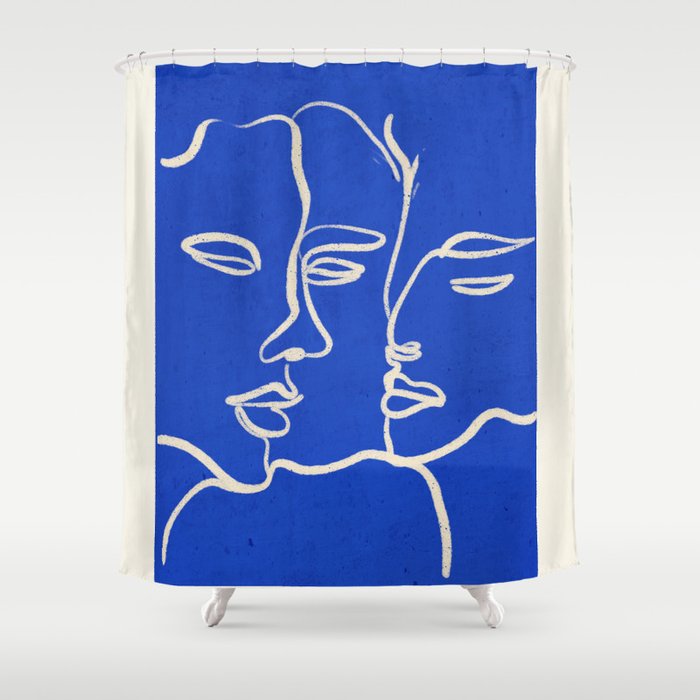 Minimal Abstract Art Three Faces 2 Shower Curtain Gallery Image 1