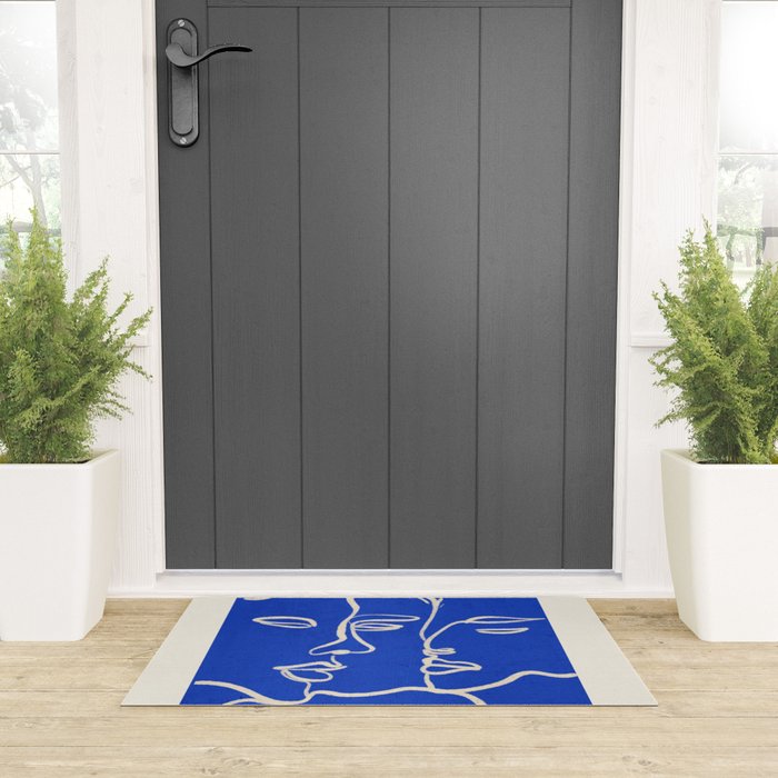 Minimal Abstract Art Three Faces 2 Welcome Mat Gallery Image 3