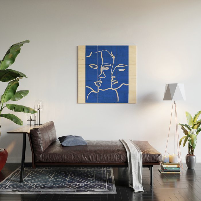 Minimal Abstract Art Three Faces 2 Wood Wall Art Gallery Image 2