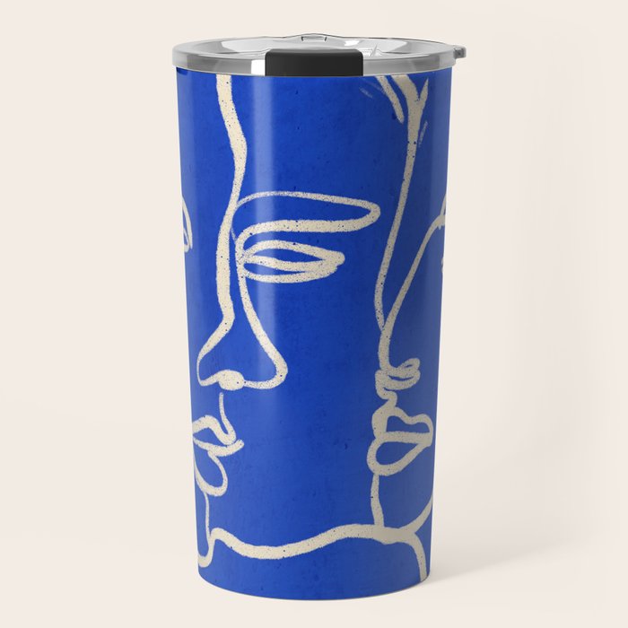 Minimal Abstract Art Three Faces 2 Travel Mug Gallery Image 1