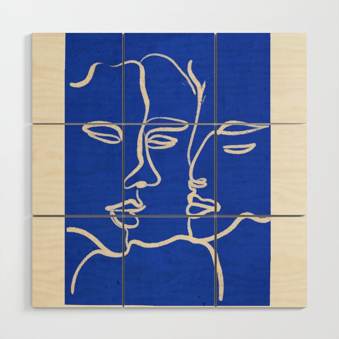 Minimal Abstract Art Three Faces 2 Wood Wall Art Gallery Image 1