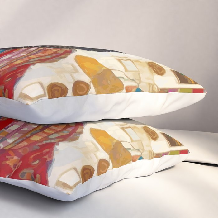 Gustav Klimt Style Tuxedo Cat with Colorful Scarf Pillow Sham Gallery Image 3