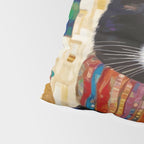 Gustav Klimt Style Tuxedo Cat with Colorful Scarf Pillow Sham Gallery Image 4