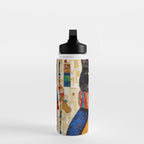 Gustav Klimt Style Tuxedo Cat with Colorful Scarf Water Bottle Gallery Image 3