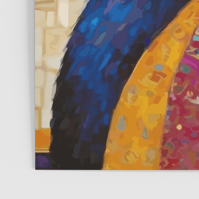 Gustav Klimt Style Tuxedo Cat with Colorful Scarf Poster Gallery Image 3
