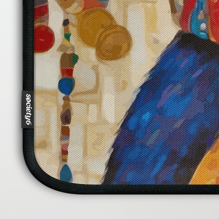 Gustav Klimt Style Tuxedo Cat with Colorful Scarf Laptop Sleeve Gallery Image 3