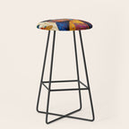 Gustav Klimt Style Tuxedo Cat with Colorful Scarf Stool Gallery Image 1