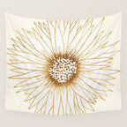 Gold Sunflower Drawing Wall Tapestry Gallery Image 4