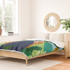 African Safari, Colorful Tropical Jungle Travel, Botanical Watercolor, Blonde Woman with a Leopard Duvet Cover Gallery Image 2
