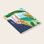African Safari, Colorful Tropical Jungle Travel, Botanical Watercolor, Blonde Woman with a Leopard Notebook Gallery Image 2