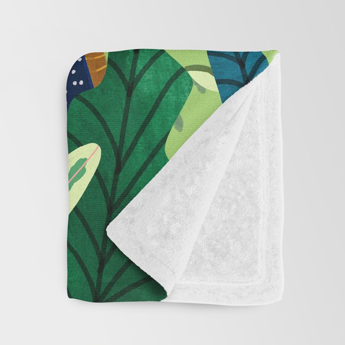 African Safari, Colorful Tropical Jungle Travel, Botanical Watercolor, Blonde Woman with a Leopard Throw Blanket Gallery Image 3