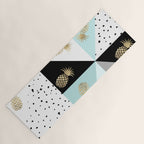 Pastel color block watercolor dots faux gold pineapple Yoga Mat Gallery Image 1