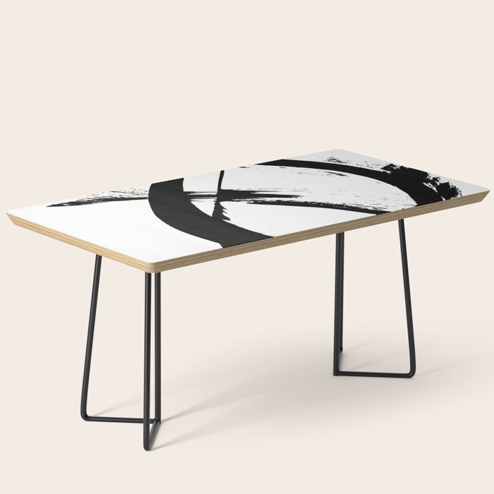 Brushstroke 7: a minimal, abstract, black and white piece Coffee Table Gallery Image 1