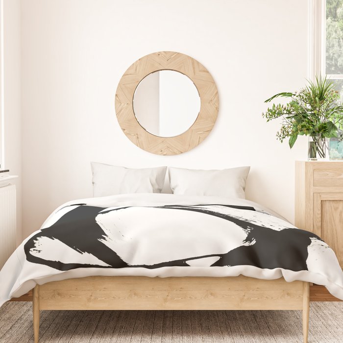Brushstroke 7: a minimal, abstract, black and white piece Duvet Cover Gallery Image 3