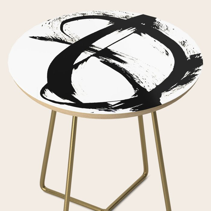 Brushstroke 7: a minimal, abstract, black and white piece Side Table Gallery Image 2