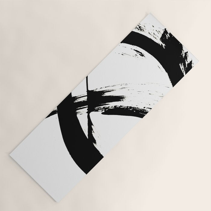 Brushstroke 7: a minimal, abstract, black and white piece Yoga Mat Gallery Image 1