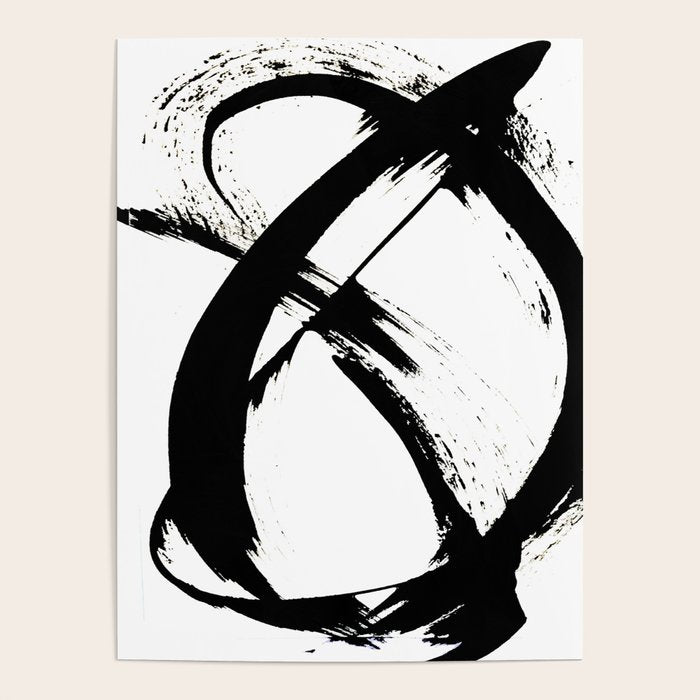 Brushstroke 7: a minimal, abstract, black and white piece Poster Gallery Image 4
