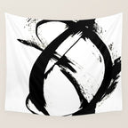 Brushstroke 7: a minimal, abstract, black and white piece Wall Tapestry Gallery Image 4
